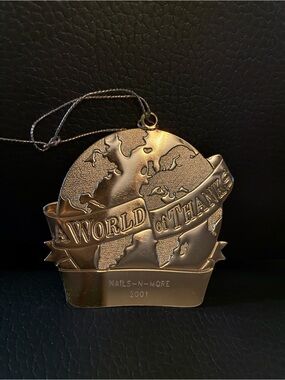 A World of Thanks Gold Toned Ornament